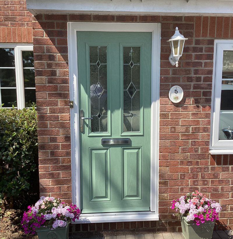 green entrance door