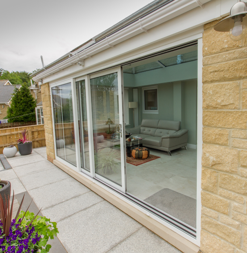 white bi-fold doors