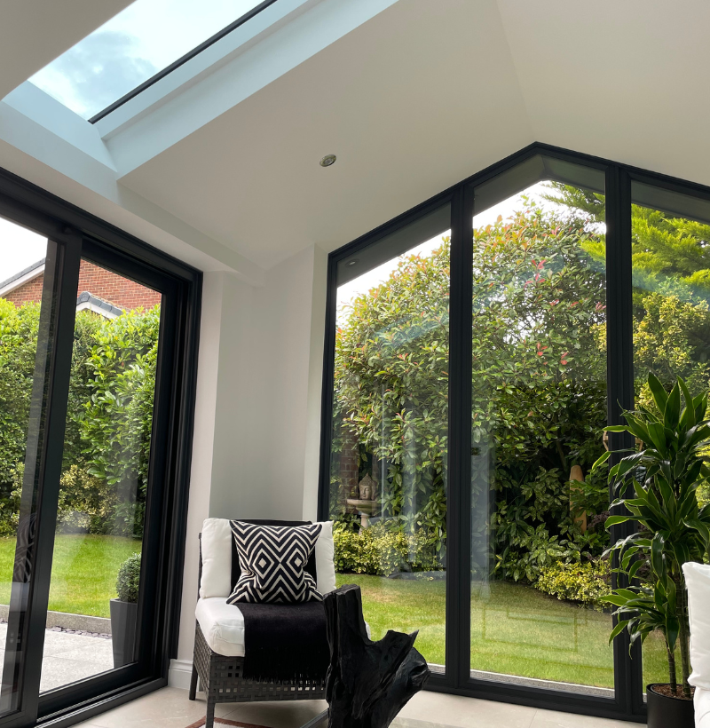 sunroom with chair in the centre of the room