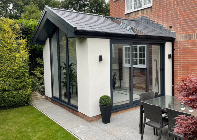 orangery with stunning white walls and large windows