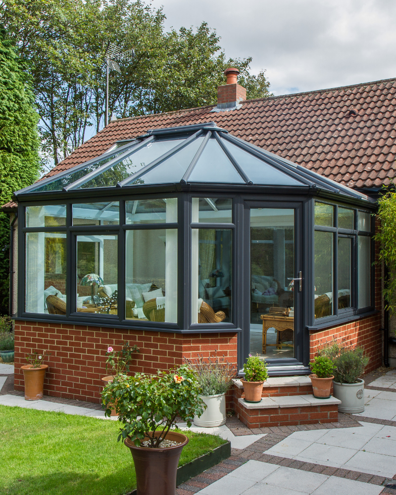 large conservatory with glass roof