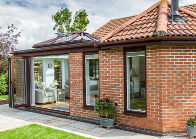 an open plan orangery in a brick bungalow