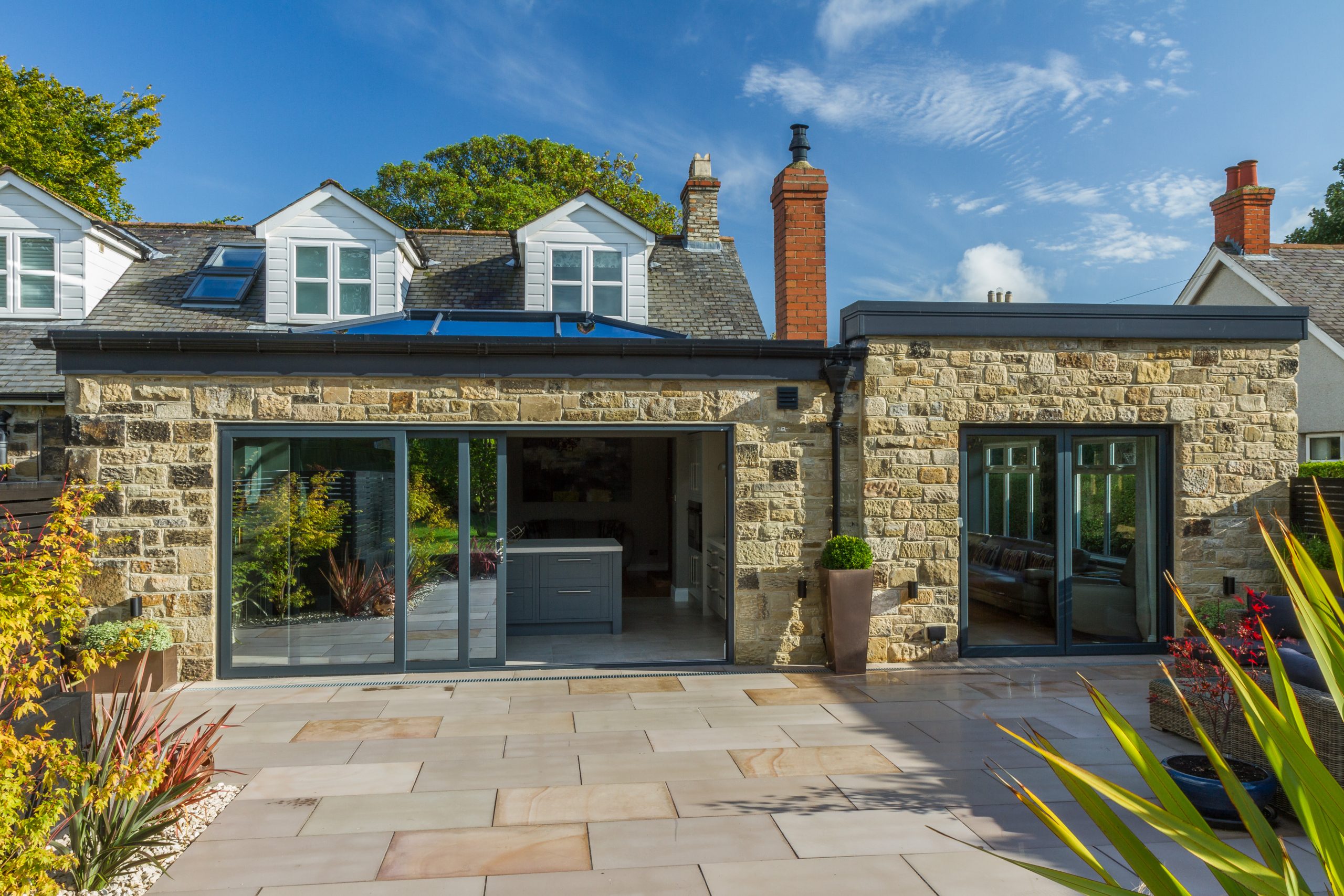 Hawthorns Windows Glass sliding doors on a Hawthorns build orangery
