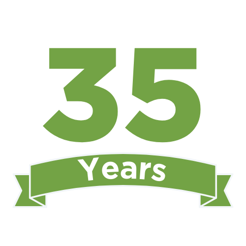 35 years logo Hawthorns windows