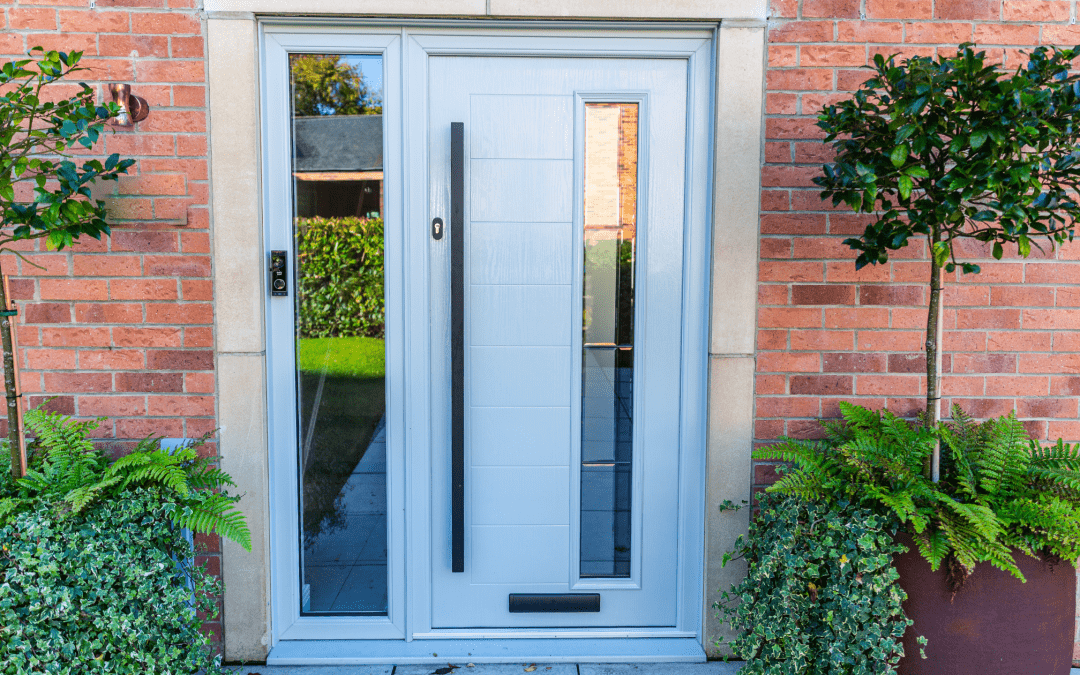 a grey modern energy efficient front door