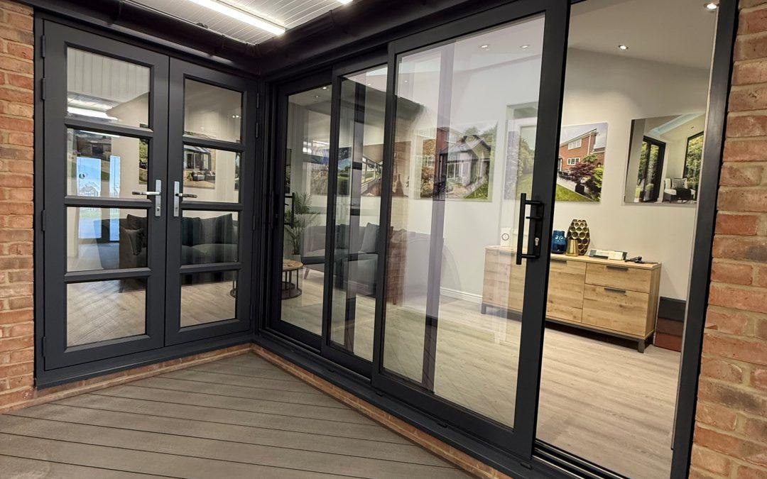 French doors in black colour